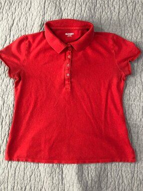 4/$15 Old Navy Polo Shirt Women XS Petite Red School Preppy Classic